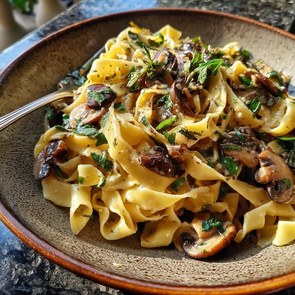 Romantic Creamy Mushroom Tagliatelle